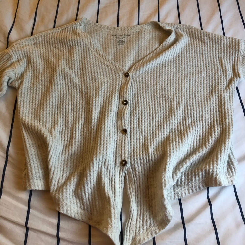 American Eagle Button Down Knot Knit Sweater - image 3